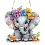Hanging Diamond Art Kits for Adults Beginners, Elephant Flower Diamond Painting Pendant Kit, DIY Acrylic 5D Special Shaped Crystal Diamond Gem Art Painting Hanging Ornament for Home Wall Decor Genius maker