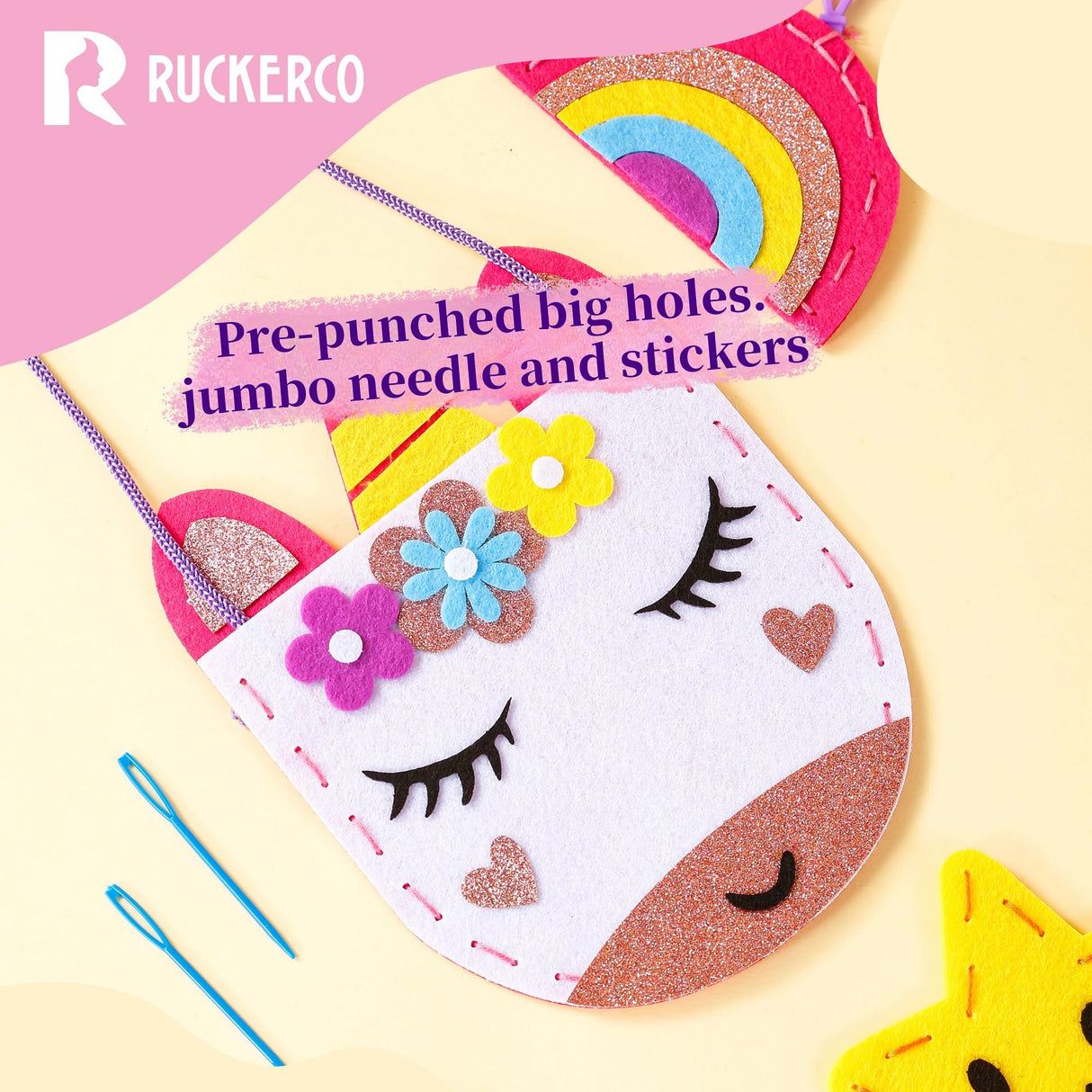 My First Sewing Kit for Beginners Kids Children's Arts and Crafts, 6 Easy DIY Projects of Stuffed Animals and Pillows Craft for Kids Toys for Ages 4 5 6 7 8 9 Boys Girls Gift, Learn to Sew, Embroidery R RUCKERCO