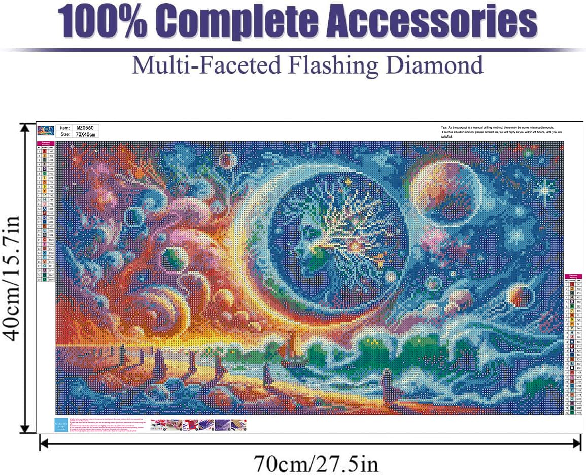 mrpwnle 5D Diamond Painting Kits for Adults, DIY Large Size Moon Diamond Art Kits for Adults, Abstract Landscape Full Drill Gem Art Kits for Home Wall Decor Gifts 27.5 X 15.7 Inch mrpwnle