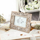NIKKY HOME Farmhouse Boho Style Floral Picture Frame 4x6 Rustic Resin Photo Frame with Distressed White Finish, High Definition Glass for Wall and Table Top Display NIKKY HOME