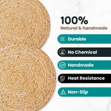 Eco Crave Jute Round Woven Placemats Set of 6, Natural 13 Inch Boho Farmhouse Rustic Hand Woven Place mat for Dining Table Decor, Wicker Chargers Heat Resistant Easy to Clean and Non-Slip Placemat Eco Crave