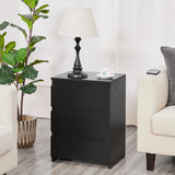 Yaheetech Nightstand with Drawer, 3 Drawers Bedside Table with Sturdy Base, Wood Bedside Cupboard Accent Table with Storage Space for Bedroom, Easy Assembly, Black Yaheetech