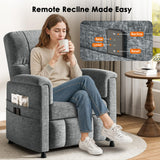 Pipishell Recliner Chairs for Adults, Recliner Chair with Remote, Adjustable Recline/Footrest, Chenille Fabric, High Back, Thick Seat Cushion, Recliner for Living Room, RV & Home Theater (Light Grey) Pipishell