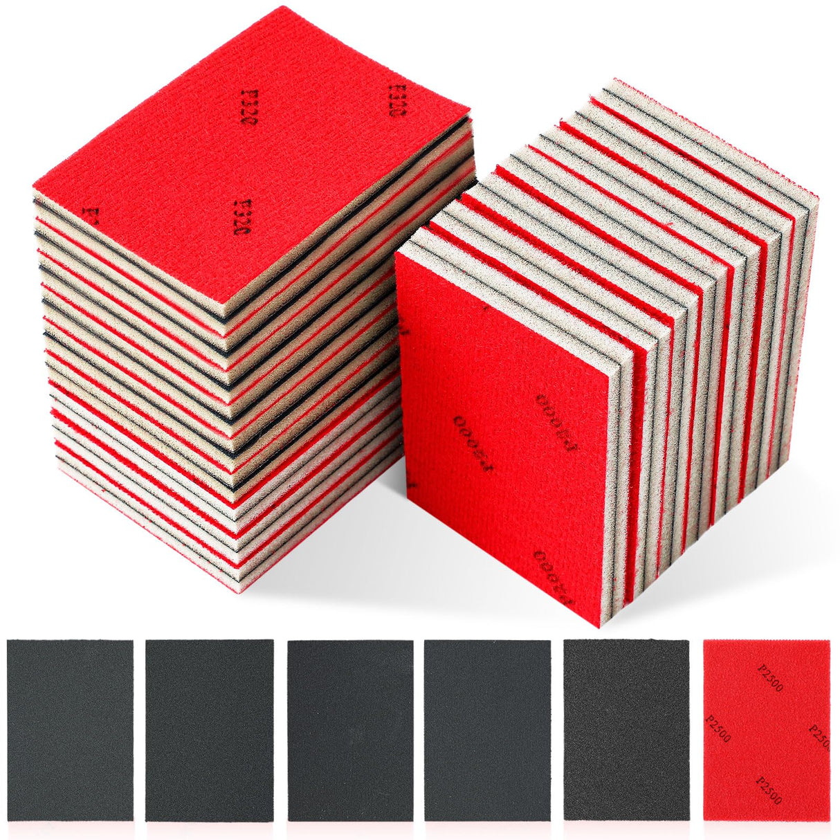 Heigble 60 Pcs 320-2500 Grit Sanding Sponge, Ultra Fine Sanding Sponges Pads, Soft Foam Shine Block Wet Dry Polish Pads, Ultra Fine Grit Sandpaper for Model Drywall Metal Wood Furniture Polishing Heigble