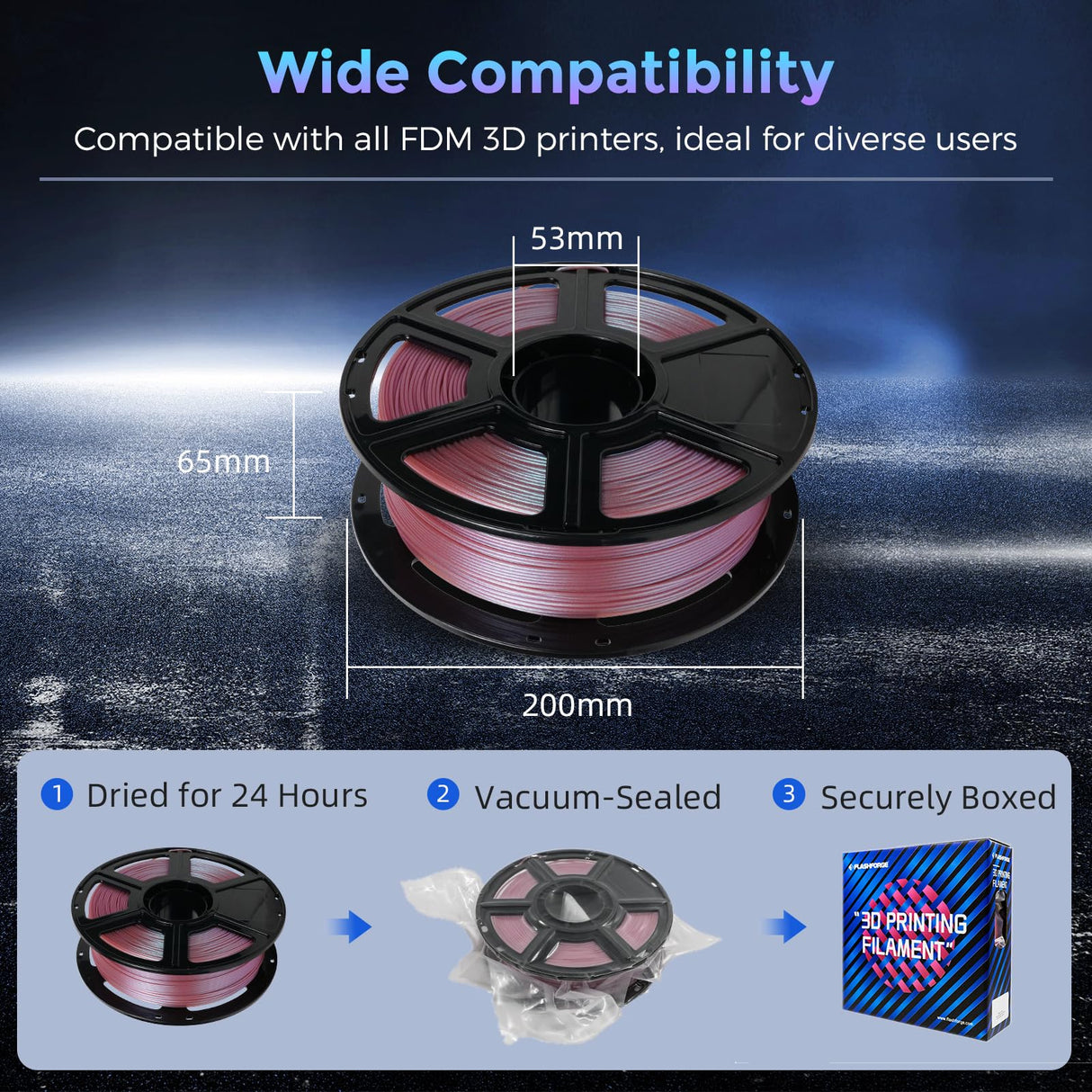 FLASHFORGE PLA Filament 1.75mm +/- 0.02mm Rose Quartz, Color Changeable 3D Printer Filament 1kg (2.2lbs), Chameleon 3D Printing Filament Changing Colors with Light, Perfectly Hide The Layer Line FLASHFORGE