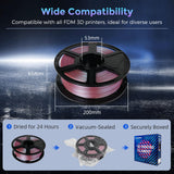 FLASHFORGE PLA Filament 1.75mm +/- 0.02mm Rose Quartz, Color Changeable 3D Printer Filament 1kg (2.2lbs), Chameleon 3D Printing Filament Changing Colors with Light, Perfectly Hide The Layer Line FLASHFORGE