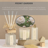 Luxury Aroma Set | Scented Reed Diffuser (200ml), Scented Wood Wick Soy Candle (200g), Aroma Room Spray (50ml), Includes Dried Flowers, 8 Reed Sticks - Home Fragrance Gift Set (Peony Garden) Lumi Brand