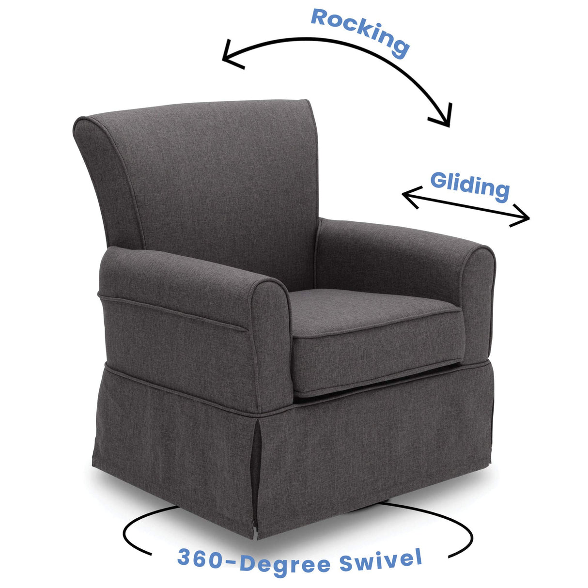 Delta Children Upholstered Glider Swivel Rocker Chair, Charcoal Delta Children