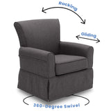 Delta Children Upholstered Glider Swivel Rocker Chair, Charcoal Delta Children