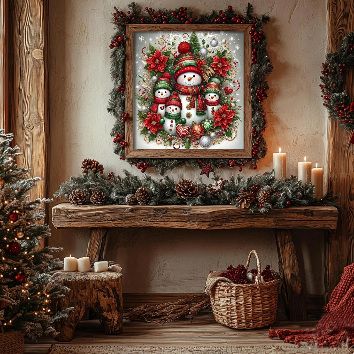 Christmas Diamond Art Kits for Adults, Christmas Diamond Painting Kits for Adults 5D DIY Full Drill Diamond Dots for Gift Wall Decor and Relaxation Gem Arts Snowman 12x16 inch Eiazuiks