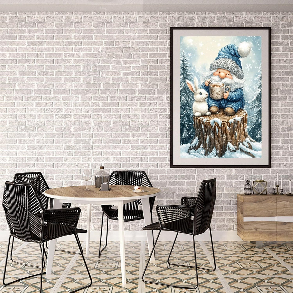 Gnome Diamond Art Kits for Adults,5D Diamond Art Painting for Beginner,Full Round Drills Winter Forest Painting with Diamonds,DIY Crafts Rabbit Gem Art for Wall Decor 12 X 16 in DIYDECORFUN
