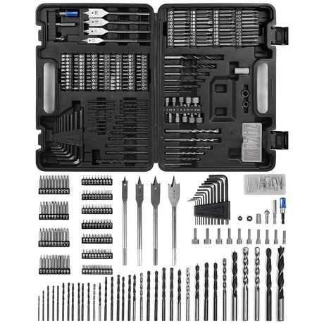 Drill Bit Set Screwdriver Bit Set, 201 Pcs Impact Driver Bits Kit with Carry Case, Combo Kit for Wood Metal Cement Drilling and Screwdriving, Tools for Gift and Home Maintenance Zeite