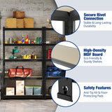 WORKPRO 5-Tier Storage Shelf, 72" H Heavy Duty Adjustable Garage Shelving Unit 2180LBS Capacity, for Basement, Kitchen, Pantry, 35.4”Wx11.8”Dx72”H, Black WORKPRO