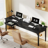 Tribesigns 78.7" Extra Long Executive Office Desk, Double Desk with 2 Drawers, Black Tribesigns