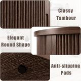 LINSY HOME Oval Coffee Table, Wood Coffee Table with Storage, Fluted Accent Center Table with Sliding Tambour Door, 39" Mid Century Modern Coffee Tables for Living Room, Bedroom, Apartment, Walnut LINSY HOME