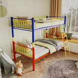 KAIFAM Bunk Bed Twin Over Twin, Metal Twin Bed Frames, Twin Over Full Bunk Bed with Safety Guardrail and Ladder, Trundle Bed Twin, No Box Spring Needed, Noise Free for Bedroom (Color) KAIFAM