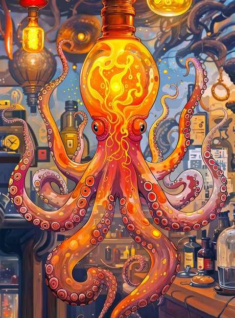 Cross & Glory - Octopus Alchemy: The Lava Experiment - 1000 Piece Jigsaw Puzzle for Adults | Science and Ocean Life Theme | Satin Finish | 20x27 Inches Cross & Glory