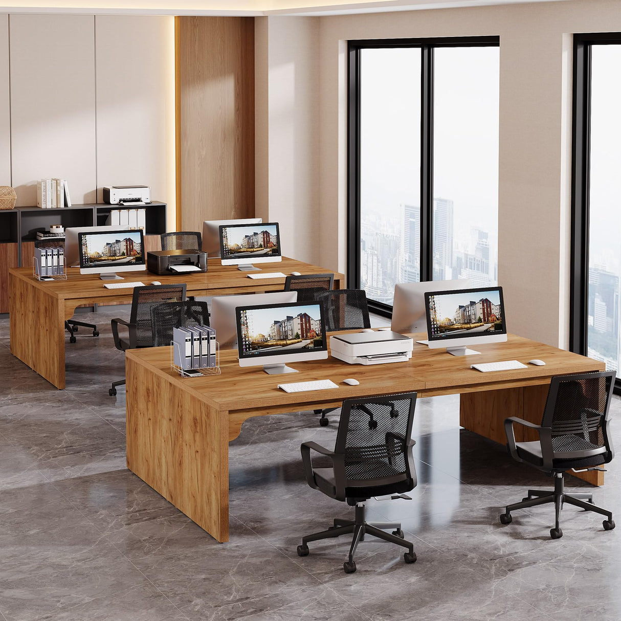 Tribesigns 13FT Conference Table, Large Rectangle Conference Room Table, Long Meeting Seminar Table Business Tables for 12-16 People (Four Tables) Tribesigns