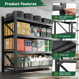 Letaya 71.3" W Metal Storage Shelves,5000LBS Heavy Duty Garage Shelving Units, 4 Tier Adjustable Utility Rack Shelf,Large Industrial Shelves,for Shop,Warehouse,Basement (71.3" W x 24" D x 70" H) Letaya