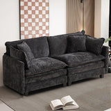 SoarFlash 71.6" Chenille Sectional Sofa, Comfy Modular Loveseat Sofa, Modern 2-Seat Couch Deep Seat Sofa Set for Living Room,Black SoarFlash