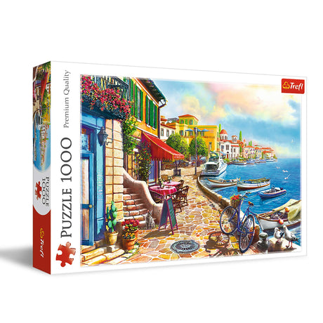 TREFL 1000 Piece Jigsaw Puzzle, Sunny Embankment, Coastal City, Ocean, Adult Puzzles, Trefl 10527 Trefl