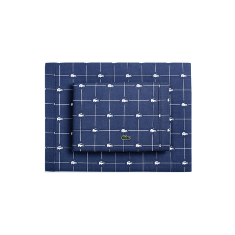 Lacoste 4-Piece Cotton Sheet Set, Slice, Vintage Indigo, Queen Lacoste