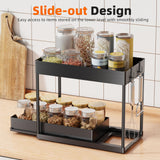 Simple Trending Under Sink Organizer 2 Pack, Sink Pull-Out Sliding Storage Cabinet, 2-Tier Under Shelf Organizer for Kitchen Bathroom, Black Simple Trending