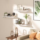 RYOFOBETTO Floating Shelves for Wall Decor, White and Grey Shelves for Bathroom, Living Room, Bedroom, Picture Frames, Plants, Kitchen (Set of 3) RYOFOBETTO