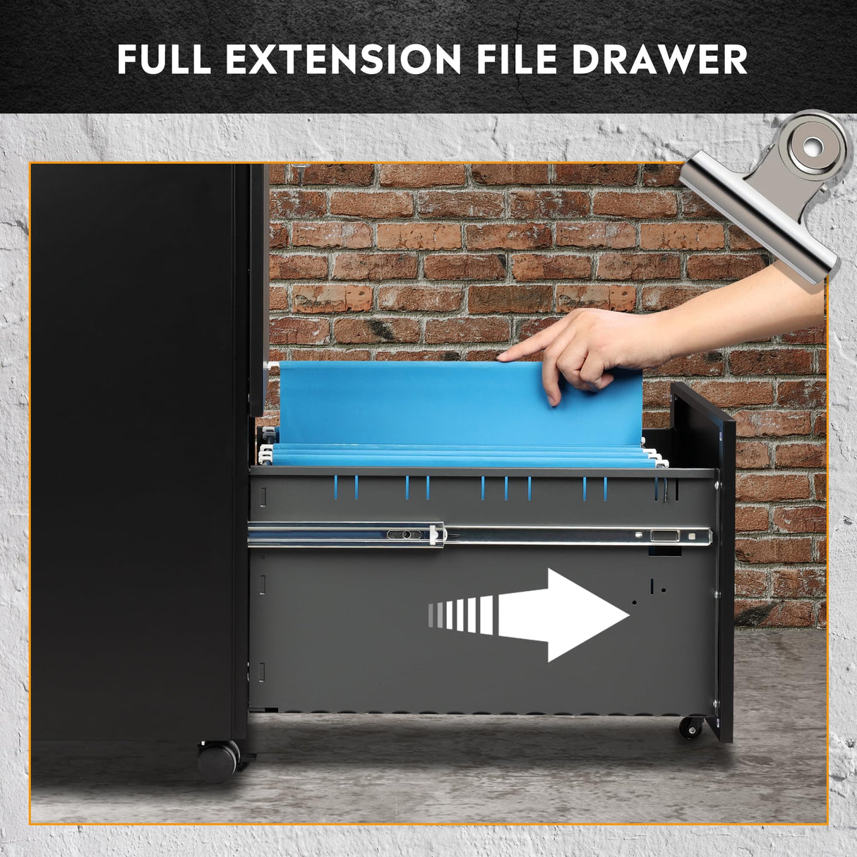 DEVAISE 2-Drawer Mobile File Cabinet with Lock, Commercial Vertical Cabinet in Black DEVAISE