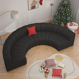 LEVNARY Modular Sectional Sofa, Convertible Sectional Couch Set, Large-Grain Velvet Modular Sectionals, Curved 4 Seater Cloud Sofa with Chaise for Living Room (Black) LEVNARY