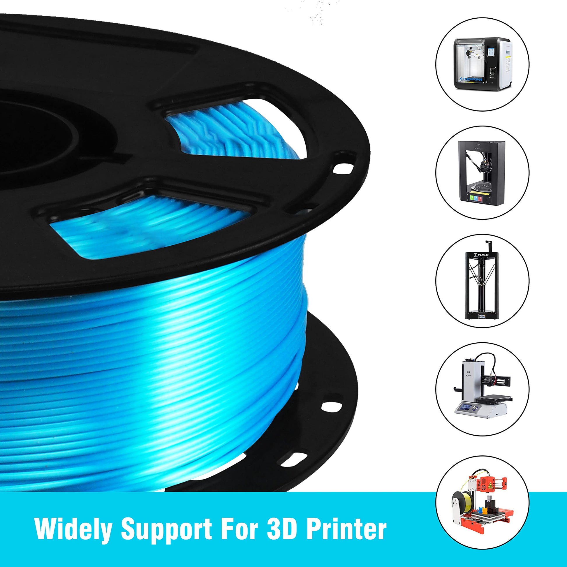 BBLIFE Silk Acid Blue PLA Peacock Blue Pearlescent Shining 3D Printing Material, 1kg 2.2lbs 1.75mm 3D Plastic Material, Widely Support for FDM 3D Printer, Easy to Print - WoodArtSupply