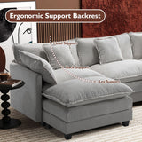 Ihanherry 111.4" U Shaped Modern Cloud Sofa Modular Sectional Couch with 2 Ottoman, 5-Seat Chenille Deep Seat Sofa with Pillow for Living Room, Bedroom and Apartment, Grey Ihanherry