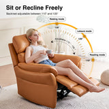 AIRSKY Genuine Leather Recliner Chair, Top Grain Leather, Italian Water-Washing Process, Wall Hugger Recliner Chair, for Living Room, Theater Seating, Bedroom. R1, Orangish Yellow AIRSKY