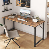 Huuger Computer Desk, 55 Inch Office Desk, Gaming Desk with Storage, Writing Desk Work Desk for Home Office, Study, Modern Simple Desk, Large Legroom, Metal Frame, Rustic Brown Huuger