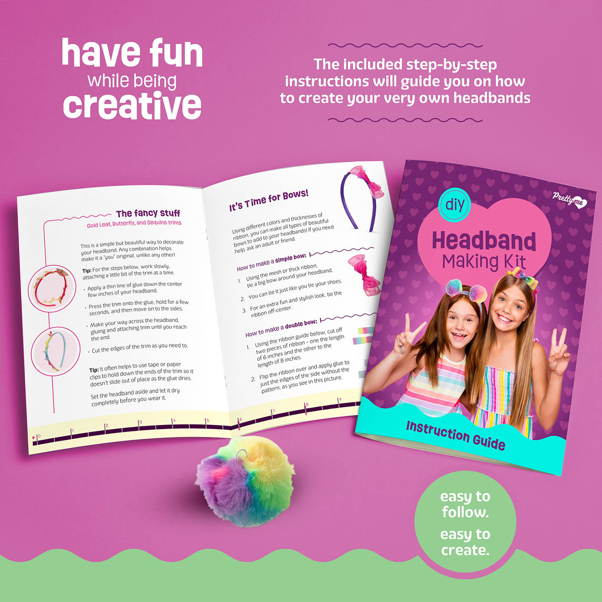 Headband Making Kit for Girls - Make Your Own Fashion Headbands for Kids - DIY Hair Accessories Set - Arts & Crafts Easter Gift for Ages 5-12 Year Old Girl - Little Children's Art & Craft Gifts Pretty Me