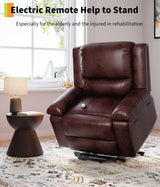 GarveeHome Electric Lift Recliner Chair - Heat and Massage, PU Leather Power Lift Recliner for Elderly & Mobility Impaired, Adjustable Back and Legs, Heavy Duty Lift Chair for Seniors GarveeHome