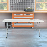 Office Star Resin Rectangle Center-Folding Portable Table for Picnics, Camping, and Tailgating, 6 Feet Office Star Products