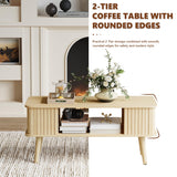 LAZZO Coffee Table with Storage Center Table for Living Room Rectangle Coffee Table with Rounded Edges,Easy Assembly, Natural Wood LAZZO