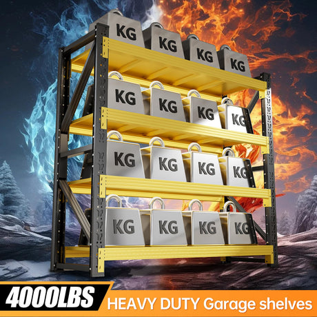 IYANEN 4000LBS Storage Shelves Heavy Duty, 48" W Metal Garage Shelving Units, 4 Tier Adjustable Shelf, Garage Storage Shelves Rack, Industrial Shelving for Warehouse, Basement,48" W x 20" D x 79" H IYANEN