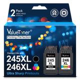 Valuetoner 245XL Ink Cartridge Replacement for Canon 245XL246XL Combo Pack PG-245XL CL-246XL for Pixma TR4520 TR4527 MG2522 MG2520 MX490 MX492 TS202 TS302 TS3320 MG2920 Printer (Black, Color) Valuetoner