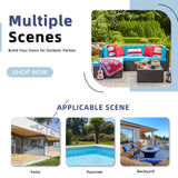 Vongrasig 5 Piece Furniture Sets, All-Weather Brown PE Wicker Outdoor Couch Sectional Small Patio Conversation Garden Sofa Set w/Ottoman, Glass Table, Blue Vongrasig