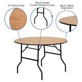 Flash Furniture Furman 4-Foot Round Wood Folding Banquet Table with Clear Coated Finished Top, 48 in Round, Natural Flash Furniture