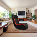 LOONGYOON Foldable Gaming Floor Rocker Chair with Onboard Speakers LED Strip Lighting Bluetooth Music Speakers Vibration Massage USB Charging Port for Gamers Bedroom Game Room Boys Girls Teens Black LOONGYOON