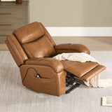 Watson & Whitely Genuine Leather Power Lift Recliner Chair for Elderly with Heat and Massage, Electric Lay Flat Lift Chairs with Power Headrest & Visual Remote Control, Dual Motor, Saddle Brown Watson & Whitely