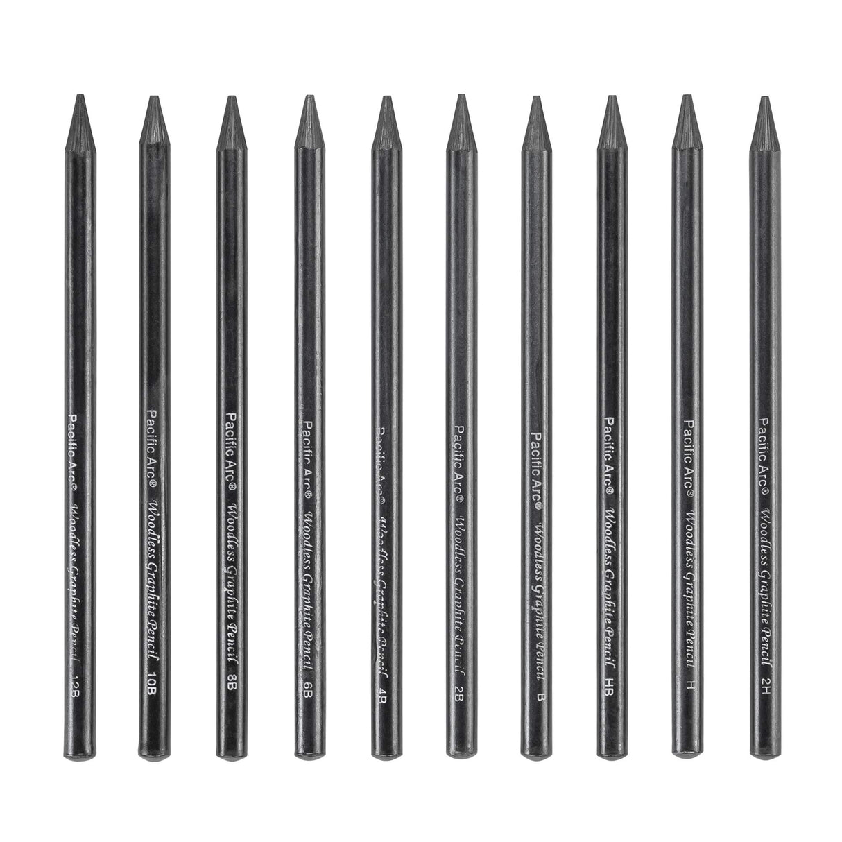 Pacific Arc Woodless Graphite Pencil 6 Pack Set, 12B, 10b, 8B, 6B, 4B, & 2B, for Sketching, Drawing, Coloring and Art Pacific Arc