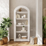 LITTLE TREE 5-Tier Bookshelf, Arch-Shaped Racks, Tall Standing Wooden Bookcase Display Shelf Modern Storage Solution (2, White) LITTLE TREE