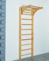 Wooden Swedish Ladder, Stall Bars Set for Physical Therapy & Gymnastics (with Adjustable Pull-up Bar) CleverWood
