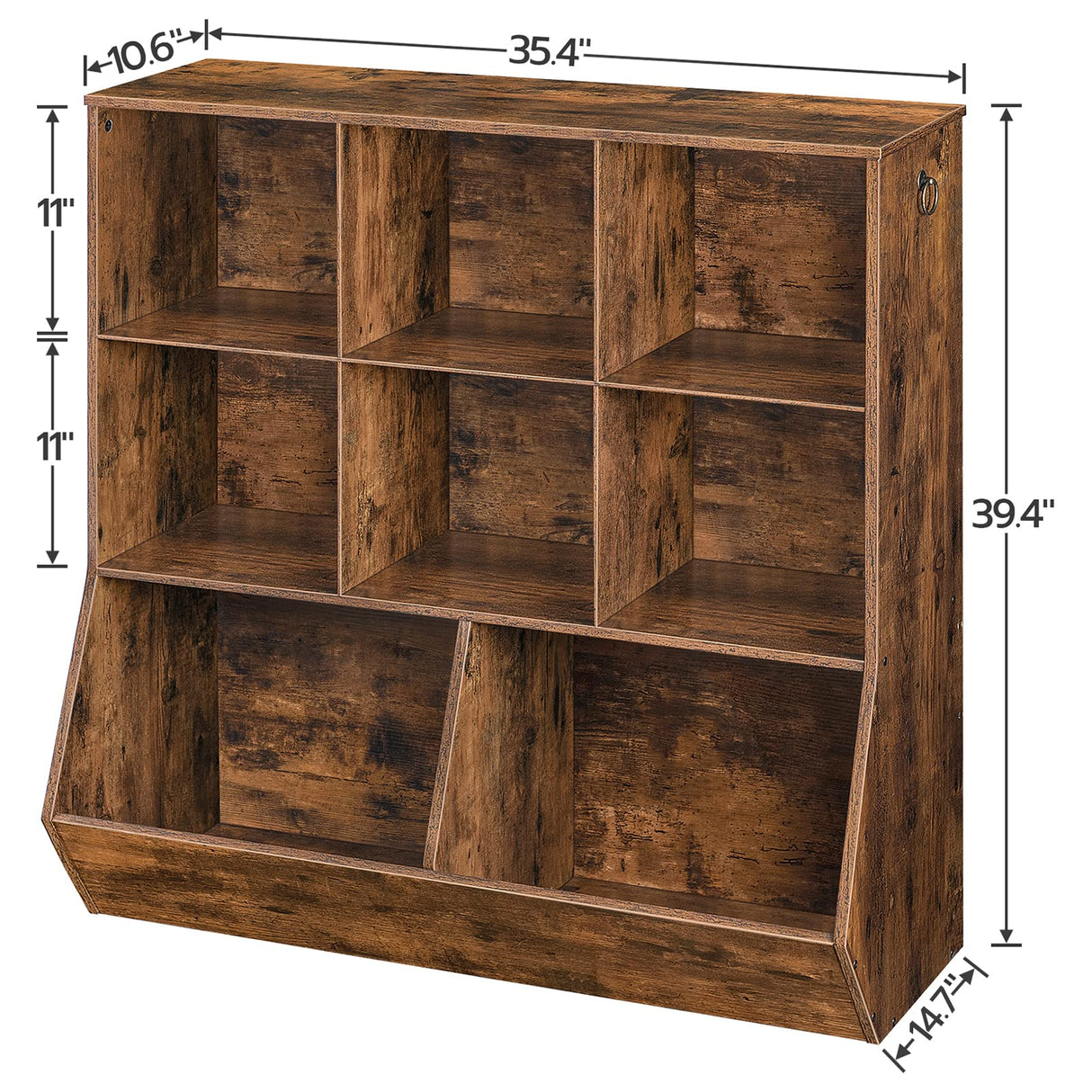HOOBRO Rustic Brown Kids Bookshelf and Toy Storage Cabinet with 8 Cubicles HOOBRO