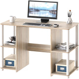 SHW Home Office Wood Desk with Double Sided Shelves, Oak SHW