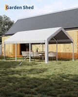 12 x 20FT Heavy Duty Carport with Roll-Up Windows, Portable Garage with Removable Sidewalls & Doors, Portable Car Tent Garage with Roll-Up Windows and All-Season Tarp, for Car, Truck, Curtainboro